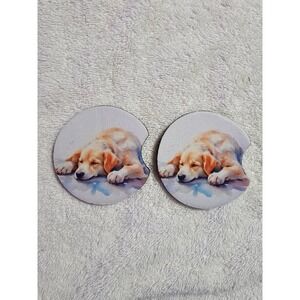 Puppy Car‎ Coasters - Cute Dog Print, Absorbent Stone, Cup Holder Coasters